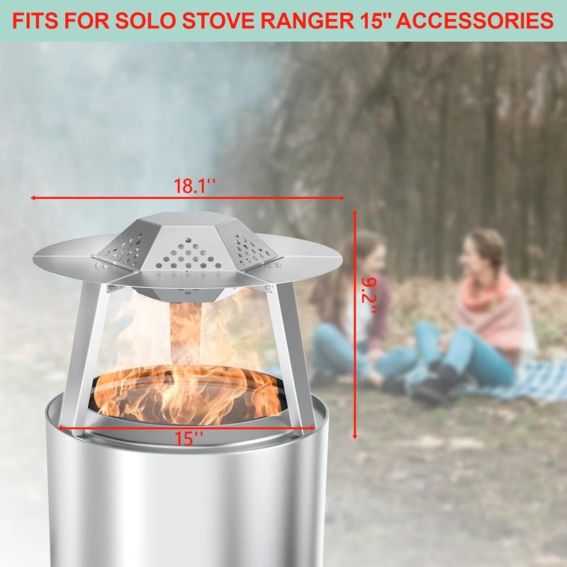WEBROIL Heat Deflector for Solo Stove Ranger 15",Deflector with Carrying Handle & 3 Legs, Detachable Pellet Adapter Diffuser for Solo Stove Ranger 1.0 and 2.0 Series Accessories, 304 Stainless Steel - Image 5